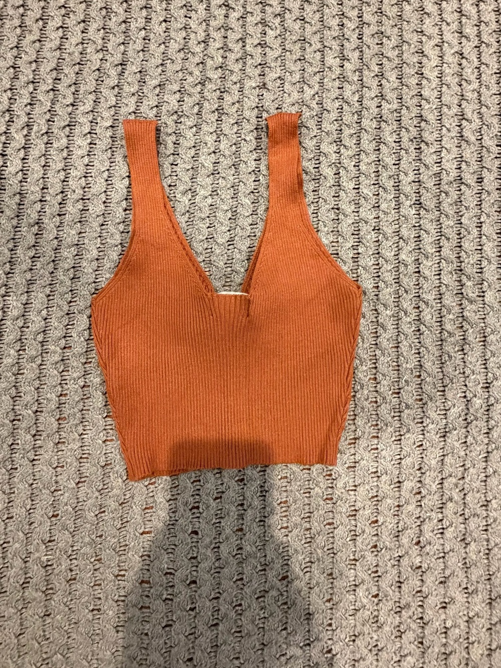 Lulu's Rust Tie-Front Ribbed Crop Top - Picture 4 of 4